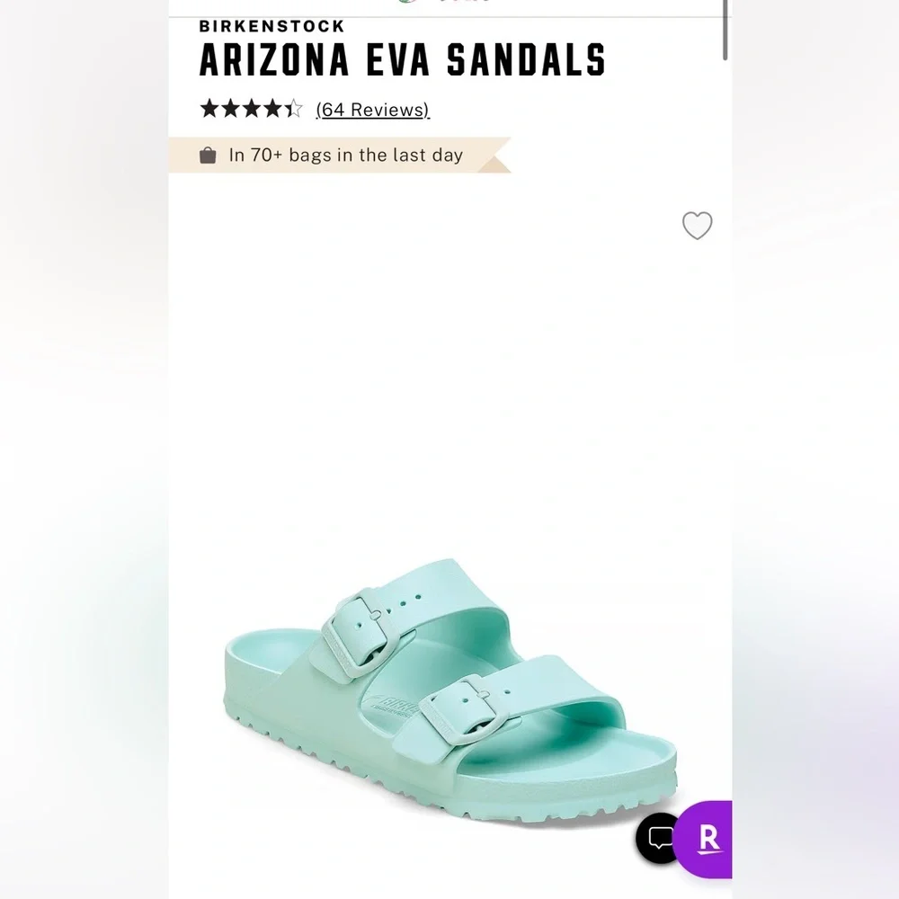 New NIB Birkenstock Arizona Eva sandals mint green surf green 8-8.5 or 39 - Picture 2 of 8